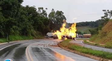 Nova explosão de carreta carregada com combustível deixa dono de empresa de remoção de veículos ferido