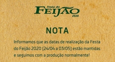 Programação da Festa do Feijão está mantida, mas organizadores monitoram situação do coronavírus 