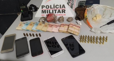 PM localiza drogas, dinheiro e munições no Bairro Santo Antônio em Patos de Minas