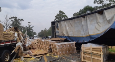 Motorista de carreta  fica ferido em acidente na BR 365 em Patos de Minas