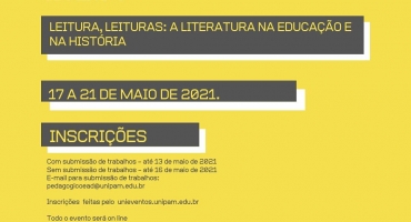 “Leitura, Leituras: A Literatura na Educação e na História” será tema de evento na próxima semana “Leitura, Leituras: A Literatura na Educação e na História” será tema de evento na próxima semana