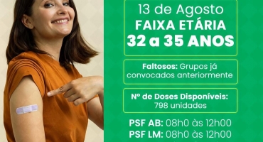COVID-19: Lagoa Formosa vacina nesta sexta (13) pessoas na faixa etária de 32 a 35 anos COVID-19: Lagoa Formosa vacina nesta sexta (13) pessoas na faixa etária de 32 a 35 anos