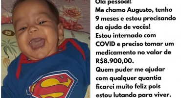 Família de bebê internado em estado grave com COVID-19 pede ajuda da população para adquirir medicamento Família de bebê internado em estado grave com COVID-19 pede ajuda da população para adquirir medicamento