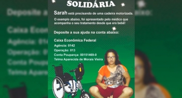 Mãe pede ajuda para comprar cadeira de rodas para filha em Patos de Minas Mãe pede ajuda para comprar cadeira de rodas para filha em Patos de Minas
