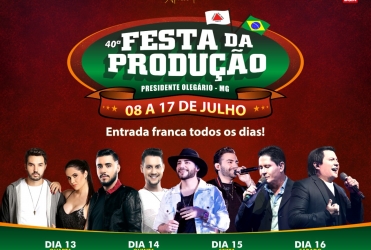 Com portões abertos: grade de shows da 40ª Festa da Produção de Presidente Olegário é divulgada