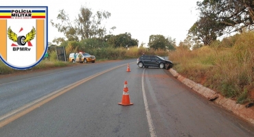 Condutor com sintomas de embriaguez bate veiculo em canaleta na MGC 354 próximo a Patos de Minas Condutor com sintomas de embriaguez bate veiculo em canaleta na MGC 354 próximo a Patos de Minas