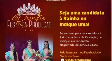 Sindicato Rural de Presidente Olegário abre inscrições para o Concurso de Rainha da Festa da Produção 2022 Sindicato Rural de Presidente Olegário abre inscrições para o Concurso de Rainha da Festa da Produção 2022