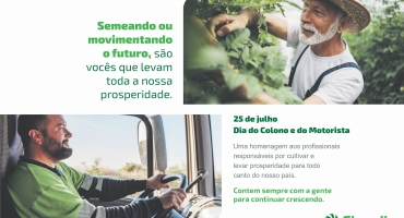 Sicredi Integração Rota das Terras RS/MG presta homenagem ao Colono e Motorista pelo seu dia Sicredi Integração Rota das Terras RS/MG presta homenagem ao Colono e Motorista pelo seu dia