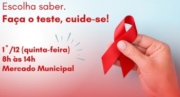AIDS: Secretaria de Saúde realiza testes rápidos de ISTs no Mercado Municipal nesta quinta (1º/12), em Patos de Minas AIDS: Secretaria de Saúde realiza testes rápidos de ISTs no Mercado Municipal nesta quinta (1º/12), em Patos de Minas