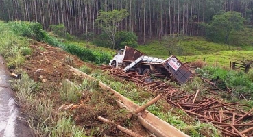 Motorista fica ferido após caminhão sair da pista e capotar na “Curva da Morte” da BR-365 Motorista fica ferido após caminhão sair da pista e capotar na “Curva da Morte” da BR-365