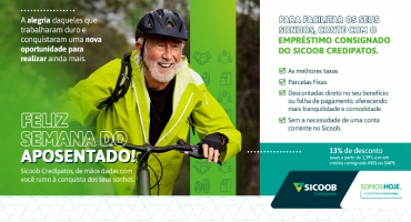 Sicoob Credipatos oferece desconto de até 13% em mega quinzena de empréstimo consignado Sicoob Credipatos oferece desconto de até 13% em mega quinzena de empréstimo consignado