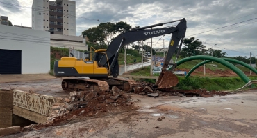 Demolição de ponte marca início das obras de canalização do Córrego do Monjolo em Patos de Minas Demolição de ponte marca início das obras de canalização do Córrego do Monjolo em Patos de Minas