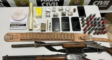 Polícia Civil de Presidente Olegário deflagra operação nas cidades de Lagoa Grande e João Pinheiro e apreende armas, munições e drogas Polícia Civil de Presidente Olegário deflagra operação nas cidades de Lagoa Grande e João Pinheiro e apreende armas, munições e drogas