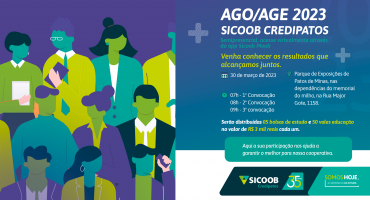 Sicoob Credipatos convida seus cooperados para Assembleia Geral Extraordinária e Ordinária de 2023 Sicoob Credipatos convida seus cooperados para Assembleia Geral Extraordinária e Ordinária de 2023