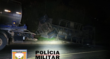Após problemas mecânicos caminhão tanque sofre acidente na BR-354 em Patos de Minas Após problemas mecânicos caminhão tanque sofre acidente na BR-354 em Patos de Minas