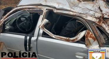 Condutora de 24 anos fica ferida após capotar carro na MG-410 em Presidente Olegário Condutora de 24 anos fica ferida após capotar carro na MG-410 em Presidente Olegário