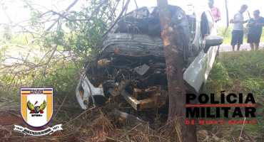 Presidente Olegário - Atacado por abelhas; motorista perde controle direcional e colide carro contra árvore na MG-410 Presidente Olegário - Atacado por abelhas; motorista perde controle direcional e colide carro contra árvore na MG-410