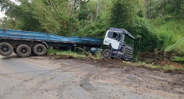 Patos de Minas - Motorista perde controle direcional após desviar de veículos que faziam ultrapassagem na BR-365 Patos de Minas - Motorista perde controle direcional após desviar de veículos que faziam ultrapassagem na BR-365