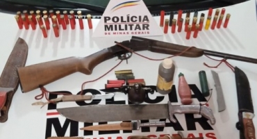 Abadia dos Dourados - Homem é preso por posse ilegal de arma de fogo, violência doméstica, agressão e ameaça Abadia dos Dourados - Homem é preso por posse ilegal de arma de fogo, violência doméstica, agressão e ameaça