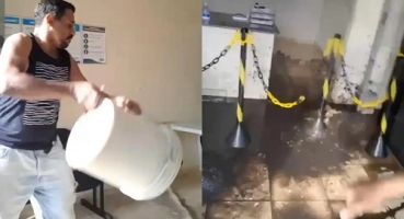 Morador indignado despeja esgoto em agência da Copasa na cidade de Vazante Morador indignado despeja esgoto em agência da Copasa na cidade de Vazante