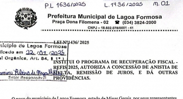 Prefeito de Lagoa Formosa “Zé Amorim” sanciona Lei que garante anistia de multas e remissão de juros sobre créditos tributários vencidos Prefeito de Lagoa Formosa “Zé Amorim” sanciona Lei que garante anistia de multas e remissão de juros sobre créditos tributários vencidos