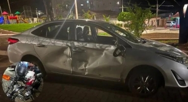 Motociclista embriagado e inabilitado avança parada obrigatória e causa acidente em Patos de Minas 