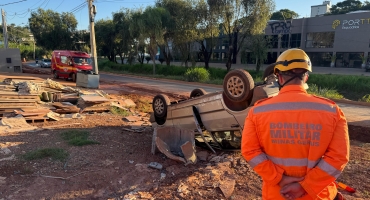Motorista de 18 anos capota veículo na Av. Fátima Porto; em Patos de Minas Motorista de 18 anos capota veículo na Av. Fátima Porto; em Patos de Minas
