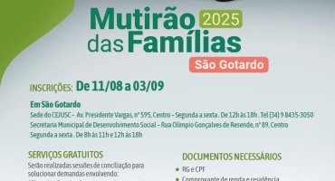 Defensoria Itinerante levará o Mutirão das Famílias para a região do Alto do Paranaíba