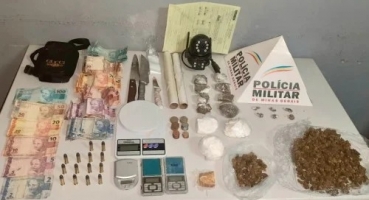 Patos de Minas - Polícia Militar prende três pessoas e apreende drogas, munições e dinheiro