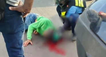 Patos de minas - Idoso tem traumatismo craniano após acidente entre bicicleta e moto na Rua Major Gote