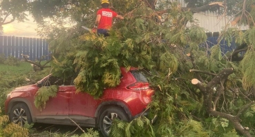 Temporal com granizo e vendaval provoca estragos na cidade de Patos de Minas 