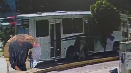 Vídeo registra momento em que idoso de 81 anos morre atropelado por ônibus; em Patos de Minas