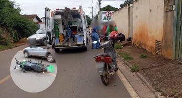 Patos de Minas - Acidente entre motocicletas deixa dois feridos na Rua São Geraldo